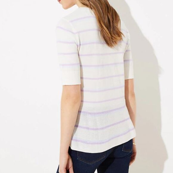 NWT LOFT Striped Peplum Sweater - 100% Cotton - Size Medium - Picture 3 of 9